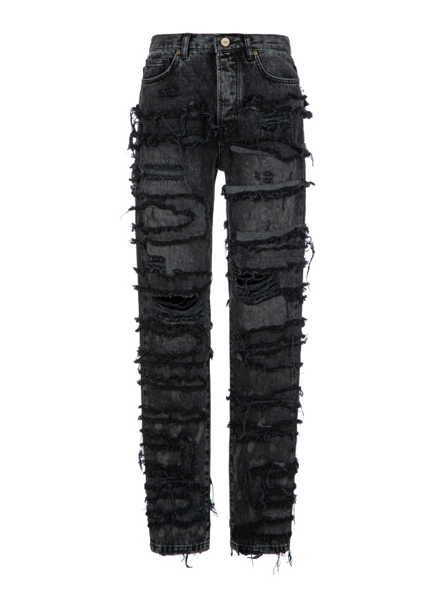 Черные рваные джинсы из хлопка, 1