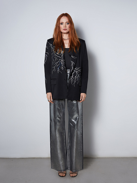 Прямые джинсы с серебряным напылением, 5