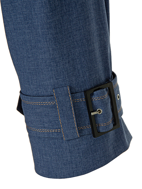 Синий двубортный льняной тренч, 5