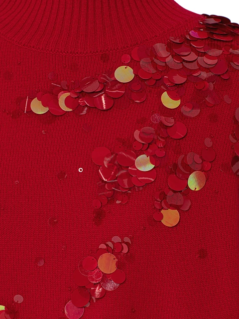 Красный кашемировый свитер с пайетками, 3