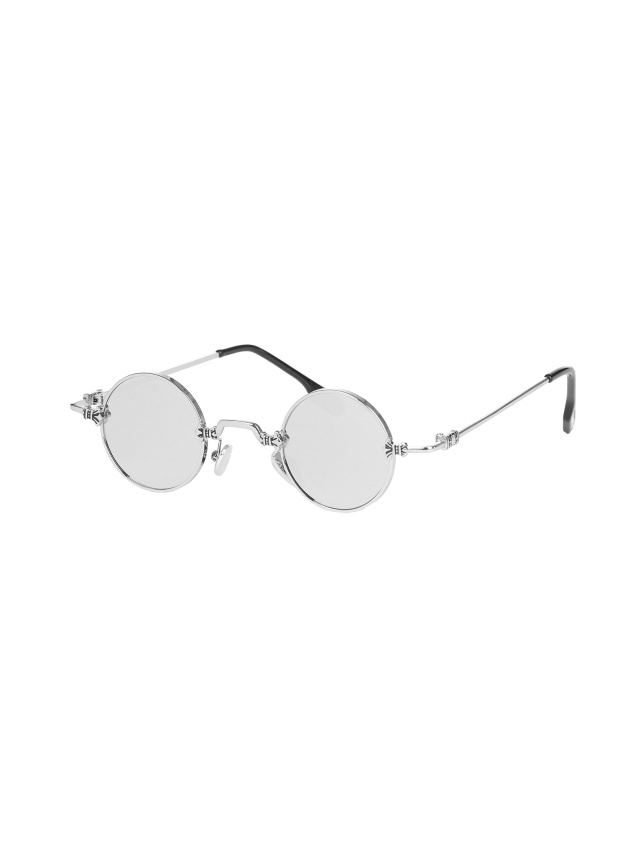 Солнцезащитные очки в серебряной оправе с круглыми серыми линзами, 1