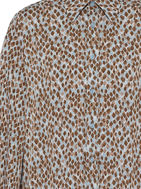 Голубая блузка из вискозы с коричневым принтом, 3