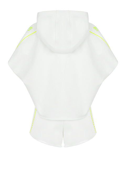 Белый трикотажный костюм с необработанными краями и желтой вышивкой, 2