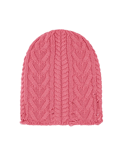 Ярко-розовая вязаная шапка из хлопка с дырками, 1