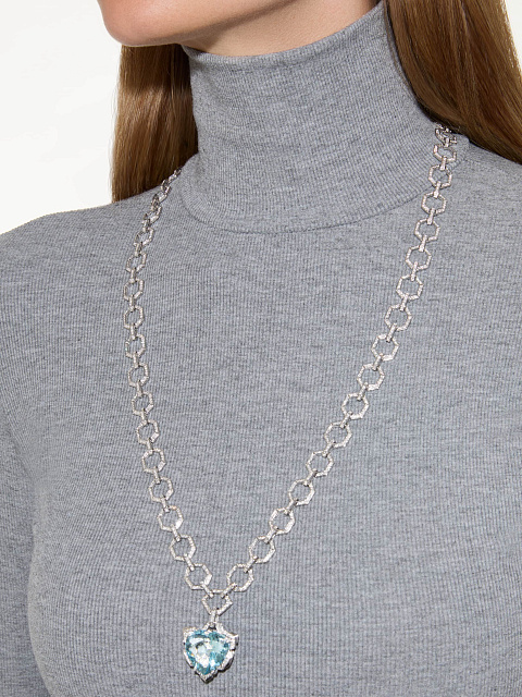 Колье из белого золота с кулоном из аквамарина в огранке «сердце», 2