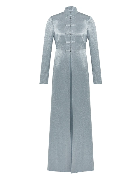 Серо-голубое платье-кимоно из шелка, 1 Серо-голубое платье-кимоно из шелка, 1