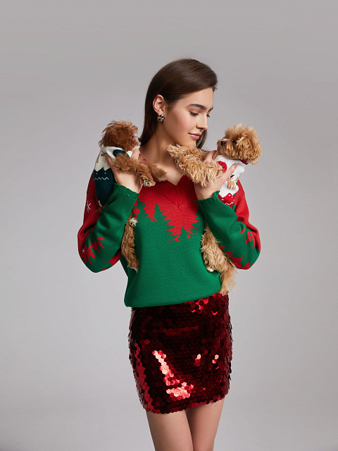 Красная юбка-мини в крупных пайетках, 7