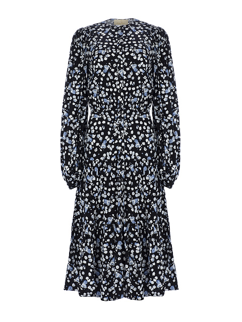 Черное платье-миди с цветочным принтом, 1