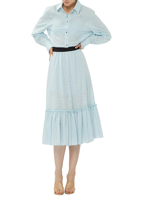 Голубой хлопковый сет из укороченной рубашки и бра, 8