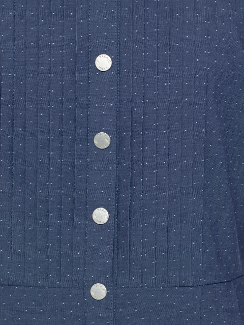 Синее платье-миди из хлопка с рюшами, 3