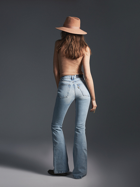 Расклешенные голубые джинсы из хлопка, 8