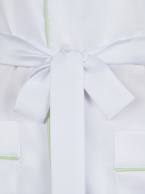 Белая шелковая пижама с салатовым кантом, 6