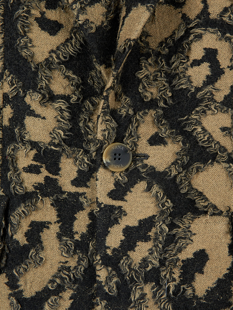 Бежевый однобортный жакет из шерсти с принтом, 4