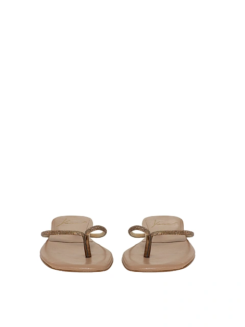 Бежевые вьетнамки из кожи со стразами, 2 Бежевые вьетнамки из кожи со стразами, 2