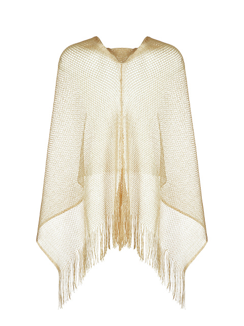 Золотистое пончо из сетки с бахромой, 3