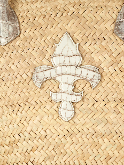 Плетеная соломенная сумка с отделкой из кожи крокодила, 5