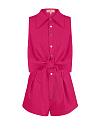 Комплект из льна цвета фуксии,блуза с завязками по переду,шорты с защипами по переду Комплект из льна цвета фуксии,блуза с завязками по переду,шорты с защипами по переду