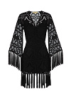 Черное кружевное платье-мини с бахромой Черное кружевное платье-мини с бахромой