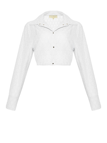 Белый хлопковый сет из укороченной рубашки и бра, 2