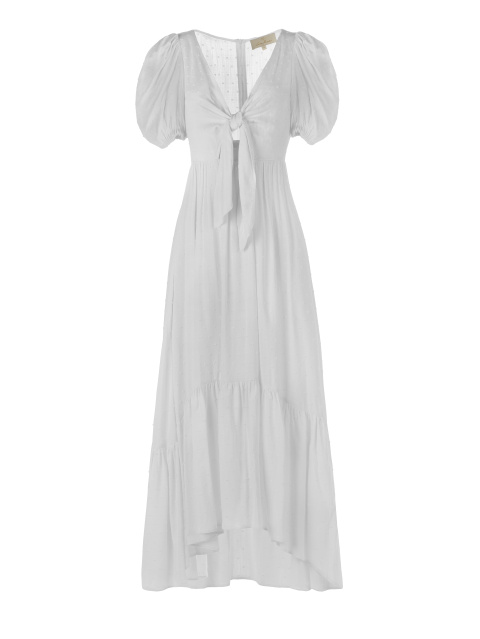 Белое платье из хлопка с завязкой на груди, 1