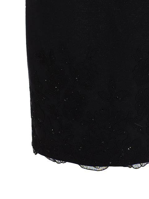 Черное платье-миди из шерсти с люрексом и кружевом, 4