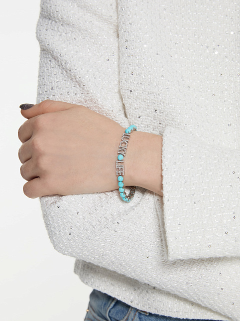 Браслет из белого золота с аризонской бирюзой, 2 Браслет из белого золота с аризонской бирюзой, 2