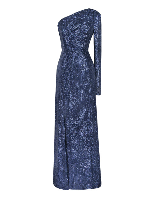 Асимметричное платье-макси в синих пайетках, 1
