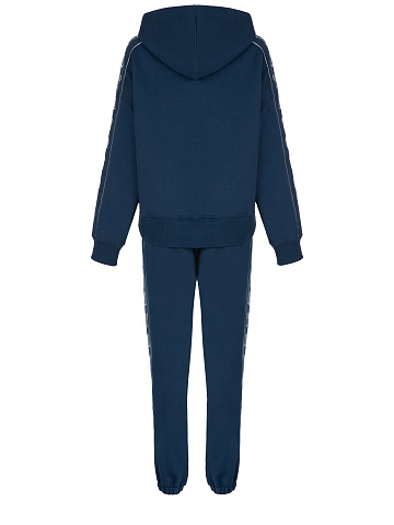 Синий трикотажный костюм с белой вышивкой, 2