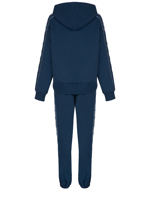 Синий трикотажный костюм с белой вышивкой, 2