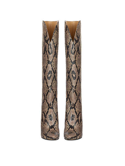 Cапоги на высоком каблуке из кожи питона, 2 Cапоги на высоком каблуке из кожи питона, 2