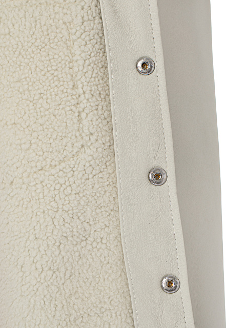 Укороченная белая куртка из кожи с подкладом из овчины, 4 Укороченная белая куртка из кожи с подкладом из овчины, 4