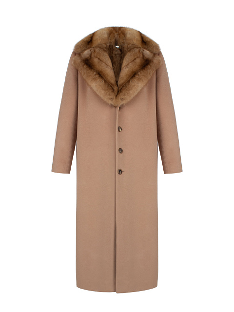 Бежевое однобортное кашемировое пальто, 6 Бежевое однобортное кашемировое пальто, 6