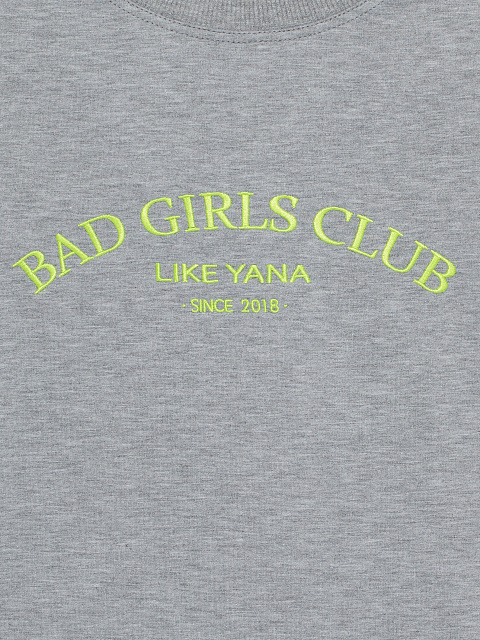 Серый трикотажный костюм Bad Girls Club с салатовой вышивкой, 4