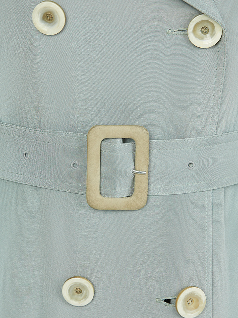 Голубой двубортный тренч из шелка с вышивкой в виде пчел, 4 Голубой двубортный тренч из шелка с вышивкой в виде пчел, 4