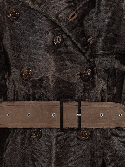 Коричневый тренч из каракуля с вышивкой, 3 Коричневый тренч из каракуля с вышивкой, 3