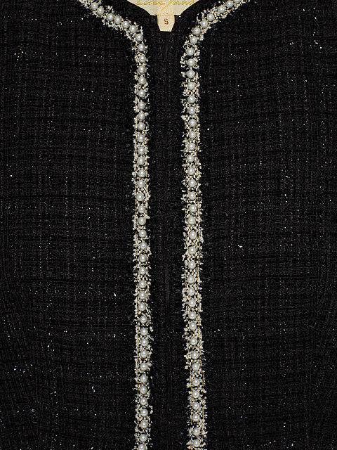 Черный твидовый жакет с жемчугом, 3