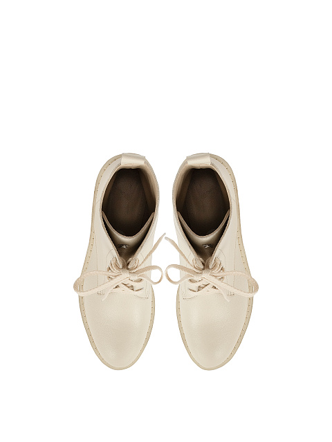Бежевые кожаные ботинки на шнуровке, 4