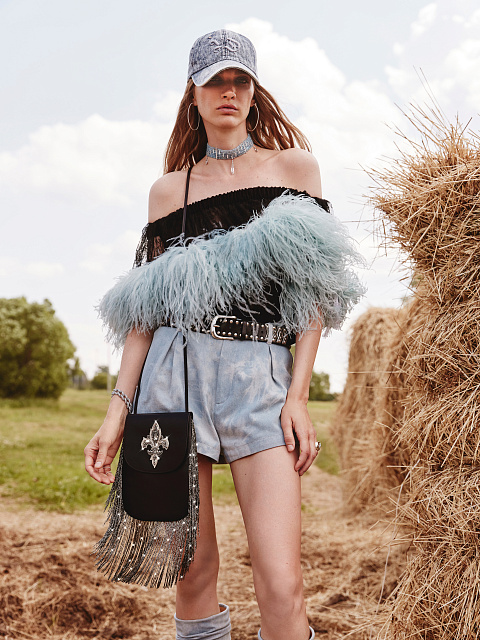 Синяя кепка из вареного денима, 4