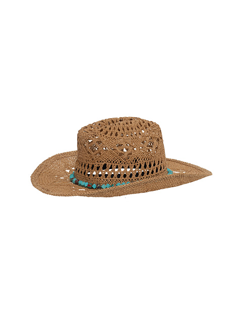 Темно-бежевая соломенная шляпа с бусинами, 3