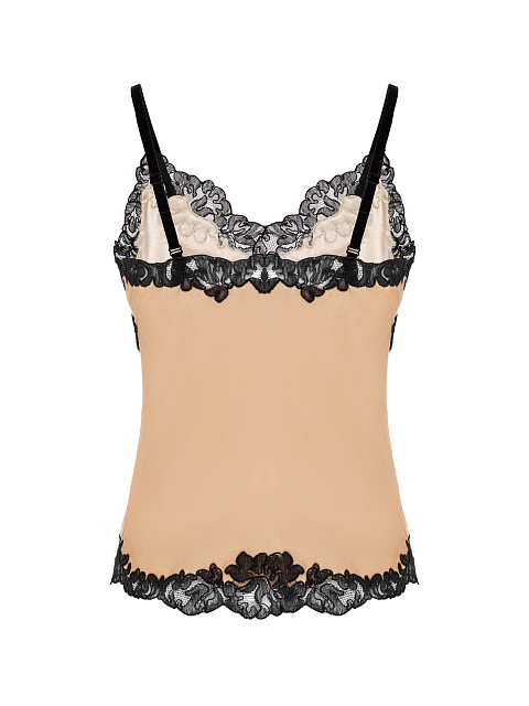 Бежевый топ из бархата с кружевом, 2