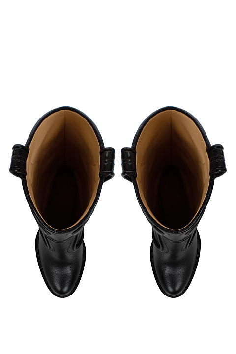 Черные кожаные сапоги на каблуке, 4 Черные кожаные сапоги на каблуке, 4