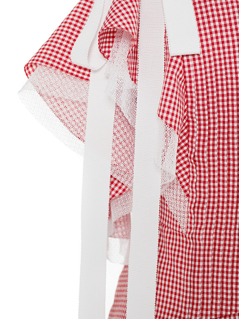 Красное платье-мини из хлопка в клетку, 3