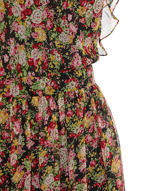 Черное платье-миди из шифона с цветочным принтом, 3