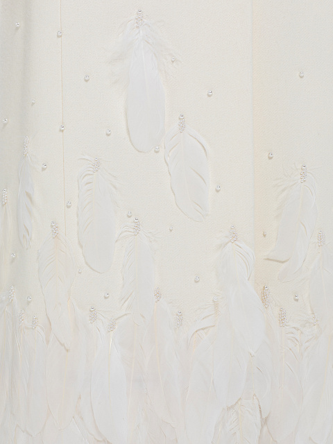 Белое пальто из шерсти с перьями, 3