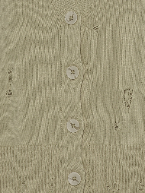 Вязаный комплект цвета хаки из кардигана, топа и брюк, 6