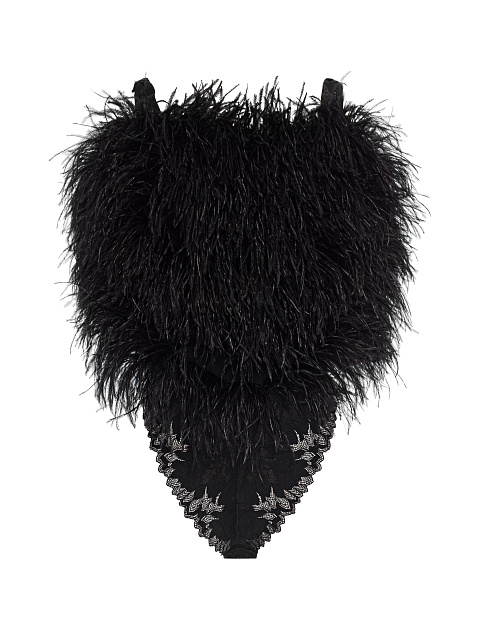 Черное боди с перьями, 1 Черное боди с перьями, 1