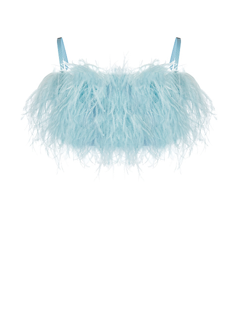 Голубой топ-бра с боа, 1