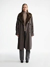 Коричневый тренч на подкладке из соболя