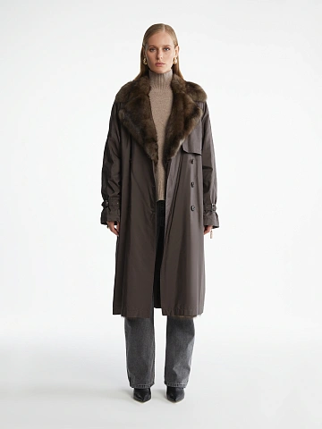 Коричневый тренч на подкладке из соболя, 1