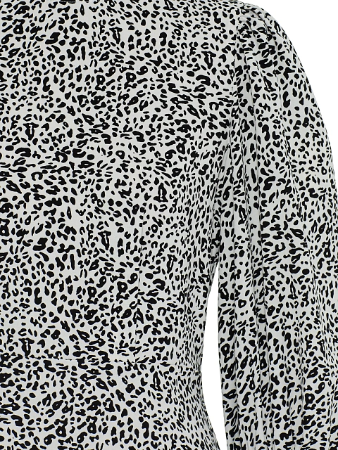 Белое платье-миди с рукавами-фонариками и принтом, 3